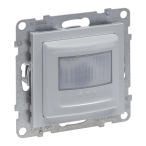   Legrand Suno mozgásérzékelős (PIR) kapcsoló, 2-150 W (LED max. 100 W) beépített nyomóval, 2 vezetékes, alumínium - 721376A