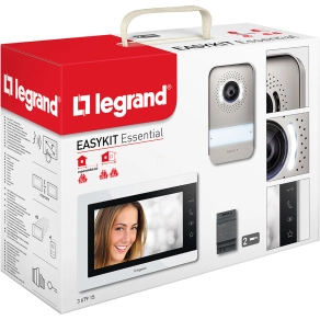   Legrand 2 vezetékes EasyKit Essential videó kaputelefon szett: színes videó (7''), bővíthető 1 lakásos, DIN moduláris táppal, fehér - 367915