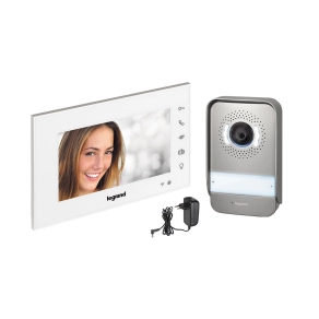   Legrand 2 vezetékes EasyKit Wi-Fi videó kaputelefon szett: egylakásos, bővíthető, színes videó (7''), adapterrel, fehér - 360910