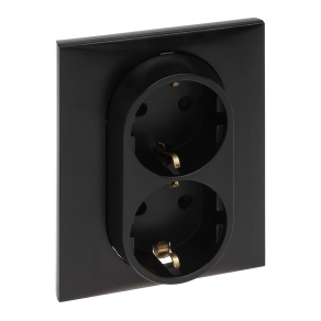   Legrand Niloé Step 2x2P+F csatlakozóaljzat (rugós), biztonsági zsaluval, fekete - 863522
