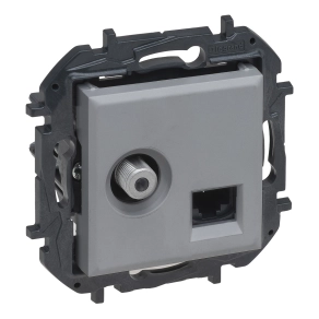   Legrand Niloé Step "F" típusú TV aljzat + RJ45 Cat. 6 UTP aljzat, alumínium - 863377B