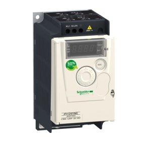   Schneider Electric Altivar 12 - ATV12H037M2TQ - frekvenciaváltó, 0,37 kW (0,55 HP), 200–240 V, 1 fázis, hűtőbordás kivitel, 14 db-os csomag