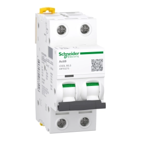   Schneider Electric Acti9 iC60L - A9F93270 - kismegszakító, 2P, B, 0.5A, monokonnekt