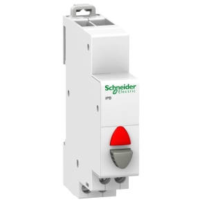   Schneider Electric Acti9 iPB - A9E18037 - nyomógomb, 1NC, szürke, piros LED, 110 - 230VAC