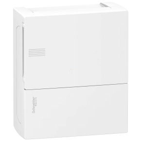   Schneider Electric Resi9 Mini Pragma - MIP12108 - Kiselosztó, teli ajtó, falon kívüli, 1x8 modul, PEN sín, fehér