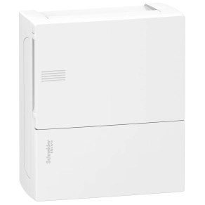 Schneider Electric Resi9 Mini Pragma - MIP12108 - Kiselosztó, teli ajtó, falon kívüli, 1x8 modul, PEN sín, fehér