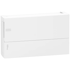   Schneider Electric Resi9 Mini Pragma - MIP12118 - Kiselosztó, teli ajtó, falon kívüli, 1x18 modul, PEN sín, fehér