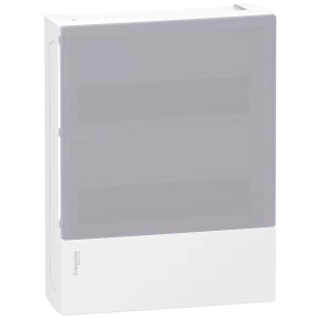   Schneider Electric Resi9 Mini Pragma - MIP12212T - Kiselosztó, tejüveg hatású átlátszó ajtó, falon kívüli, 2x12 modul, PEN sín, fehér
