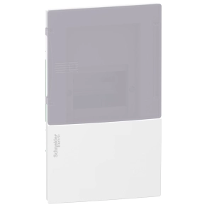  Schneider Electric Resi9 Mini Pragma - MIP22104T - Kiselosztó, tejüveg hatású átlátszó ajtó, süllyesztett, 1x4 modul, PEN sín, komplett, fehér