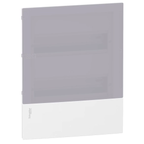   Schneider Electric Resi9 Mini Pragma - MIP22212T - Kiselosztó, tejüveg hatású átlátszó ajtó, süllyesztett, 2x12 modul, PEN sín, komplett, fehér