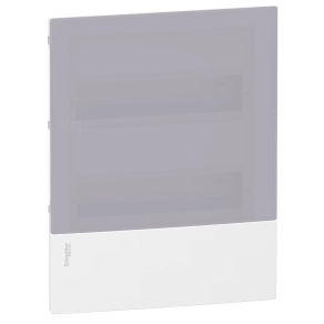 Schneider Electric Resi9 Mini Pragma - MIP22212T - Kiselosztó, tejüveg hatású átlátszó ajtó, süllyesztett, 2x12 modul, PEN sín, komplett, fehér