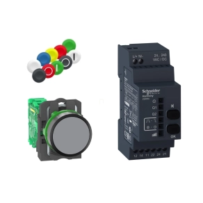   Schneider Electric Harmony XB5R - XB5RFA02 - vezetéknélküli műanyag nyomógomb készlet (nyomógomb+vevő) , 24 - 240VAC/DC, Zigbee, programozható