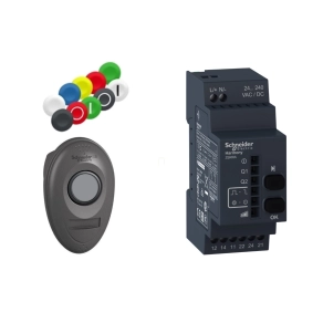   Schneider Electric Harmony XB5 - XB5RMA04 - vezetéknélküli műanyag nyomógomb készlet (nyomógomb+vevő) , 24 - 240VAC/DC, Zigbee, programozható