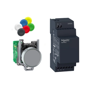   Schneider Electric Harmony XB4 - XB4RFB01 - vezetéknélküli fém nyomógomb készlet (nyomógomb+vevő) , 24VDC, Zigbee, nem programozható