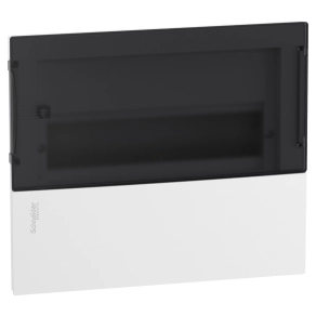   Schneider Electric Resi9 Mini Pragma - MIP22112S - Kiselosztó, füstszínű átlátszó ajtó, süllyesztett, 1x12 modul, PEN sín, komplett, fehér