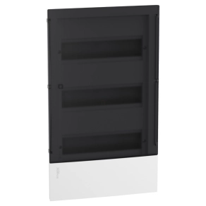   Schneider Electric Resi9 Mini Pragma - MIP22312S - Kiselosztó, füstszínű átlátszó ajtó, süllyesztett, 3x12 modul, PEN sín, komplett, fehér