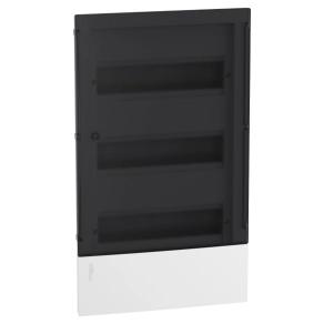 Schneider Electric Resi9 Mini Pragma - MIP22312S - Kiselosztó, füstszínű átlátszó ajtó, süllyesztett, 3x12 modul, PEN sín, komplett, fehér