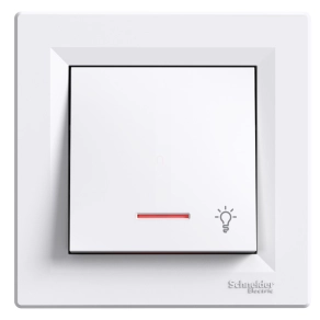   Schneider Electric Asfora - EPH1800121 - Egypólusú nyomó, jelzőfényes, lámpajel, rugós bekötés, fehér