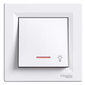 Schneider Electric Asfora - EPH1800121 - Egypólusú nyomó, jelzőfényes, lámpajel, rugós bekötés, fehér
