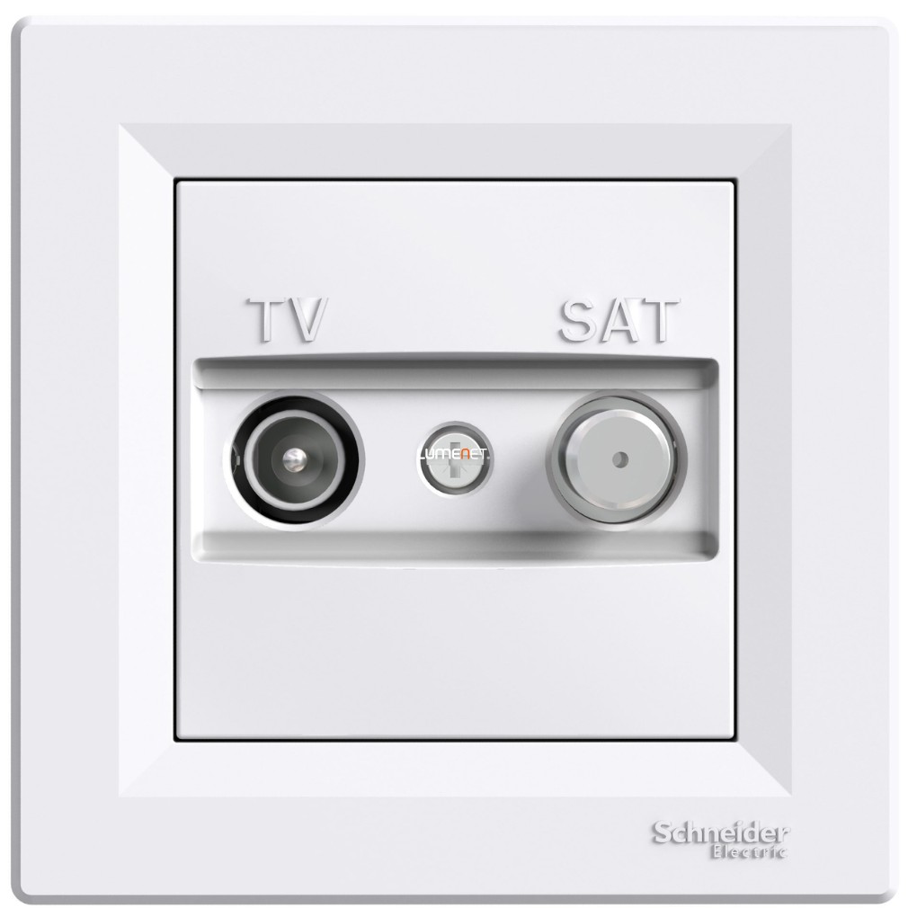 Schneider Electric Asfora süllyesztett TV/SAT átmenő csatlakozóaljzat kerettel és fedéllel, 8dB, fehér
