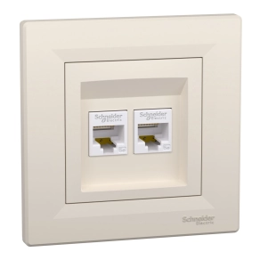 Schneider Electric Asfora - EPH4400123 - 2xRJ45 Cat5e UTP aljzat, bézs