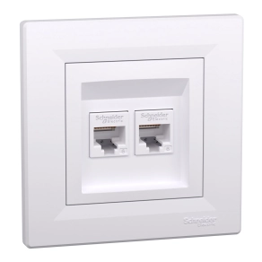 Schneider Electric Asfora - EPH4800121 - 2xRJ45 Cat6 UTP aljzat, fehér