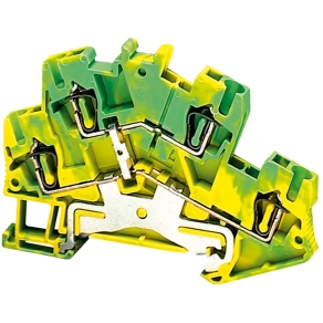 Schneider Electric Linergy TR terminals blocks - NSYTRR24DPE - Rugós kétszintes földelőkapocs 1x1 csatlakozás 5,2 mm 2,5 mm2 zöld - sárga