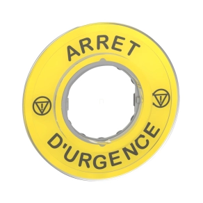   Schneider Electric Harmony XB4 - ZBY9120 - jelölt címke Ø60 - vészleállítóhoz-ARRET D'URGENCE/logo ISO13850