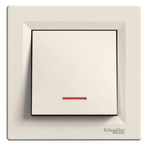   Schneider Electric Asfora - EPH1600123 - Egypólusú nyomó, jelzőfényes, rugós bekötés, bézs