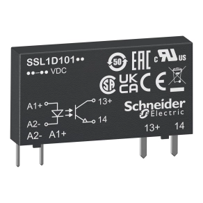 Schneider Electric Harmony Solid State Relays - SSL1D101BD - SSL sorkapocs szilárdtestrelé, DC kapcsolás, 1NO, 1 - 48VDC, 100mA, 24VDC