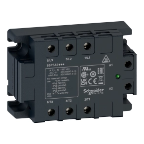 Schneider Electric Harmony Solid State Relays - SSP3A250B7T - SSP szilárdtestrelé, panelre szerelhető, 3f, nullfeszültségű kapcsolás, 3NO, 48 - 530VAC, 50A, 24VAC, hőátadóval