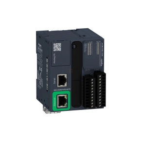   Schneider Electric Modicon M221 - TM221ME16T - gépvezérlő PLC, 16 I/O, tranzisztor (source) kimenet, RS232/485, Ethernet Modbus TCP/IP, 24 VDC, könyv formátumú kivitel