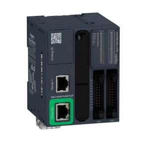   Schneider Electric Modicon M221 - TM221ME32TK - gépvezérlő PLC, 32 I/O HE10, tranzisztor (source) kimenet, RS232/485, Ethernet Modbus TCP/IP, 24VDC, könyv formátumú kivitel