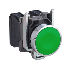   Schneider Electric Harmony XB4 - XB4BA35 - komplett fém nyomógomb, Ø22, visszatérő, 1NO+1NC, zöld