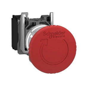 Schneider Electric Harmony XB4 - XB4BS8442 - komplett fém Ø40 gombafejű vészgomb, Ø22, forgatásra kioldó, 1NC