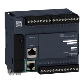   Schneider Electric Modicon M221 - TM221CE24T - gépvezérlő PLC, 24 I/O, tranzisztor (source) kimenet, RS232/RS485, Ethernet Modbus TCP/IP, 24 VDC