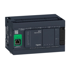 Schneider Electric Modicon M241 - TM241CE24R - gépvezérlő PLC, 24 I/O, relé kimenet, RS232/RS485, RS485, Ethernet Modbus TCP/IP, 100…230VAC