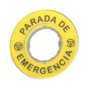   Schneider Electric Harmony XB4 - ZBY9420 - jelölt címke Ø60 - vészleállítóhoz - PARADA DE EMERGENCIA/logo ISO13850