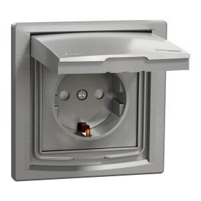   Schneider Electric Asfora - EPH3100361 - 2P+F csatlakozóaljzat, biztonsági zsaluval, csapfedeles - IP44, alumínium