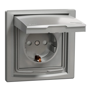 Schneider Electric Asfora - EPH3100361 - 2P+F csatlakozóaljzat, biztonsági zsaluval, csapfedeles - IP44, alumínium