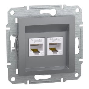 Schneider Electric Asfora - EPH4400162 - 2xRJ45 Cat5e UTP aljzat, acél