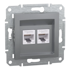   Schneider Electric Asfora - EPH4800162 - 2xRJ45 Cat6 UTP aljzat, acél