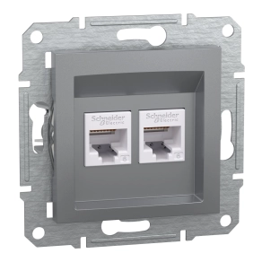 Schneider Electric Asfora - EPH4800162 - 2xRJ45 Cat6 UTP aljzat, acél