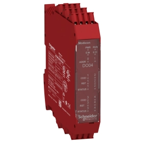 Schneider Electric Preventa XPS MCM - XPSMCMDO0004G biztonsági vezérlő, biztonsági bővítő I/O modul, 4DO + 4DO (státusz) + 4DI (start/restart), rugós