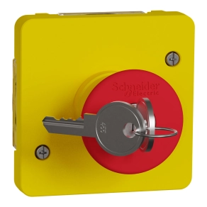 Schneider Electric Mureva Styl - MUR35052 - Kulcsos vészleállító, piros/sárga