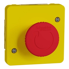   Schneider Electric Mureva Styl - MUR35053 - Nyomógombos vészleállító, negyed fordulatos oldással, piros/sárga