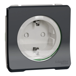 Schneider Electric Mureva Styl - MUR36134 - 2P+F csatlakozóaljzat, biztonsági zsaluval, csapófedéllel, rugós, antracitszürke