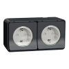 Schneider Electric Mureva Styl - MUR36029 - 2x2P+F csatlakozóaljzat, biztonsági zsaluval, csapófedéllel, rugós, komplett, antracitszürke