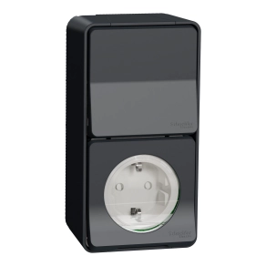 Schneider Electric Mureva Styl - MUR36024 - 2P+F csatlakozóaljzat, váltókapcsolóval (2P+F/106), komplett, antracitszürke