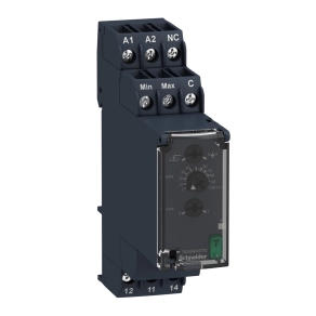   Schneider Electric Harmony Control Relays - RM22LG11MR - folyadékszint - figyelő relé, 1CO, 8A, 24…240VAC/DC, mérési tart.:5…100kOhm, ki - és bekapcsolás késlelt.